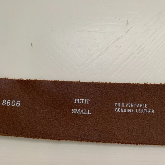 Vintage Y2K Distressed Brown Leather Brass Silver Eagle Buckle Waist Belt - Picture 9 of 16